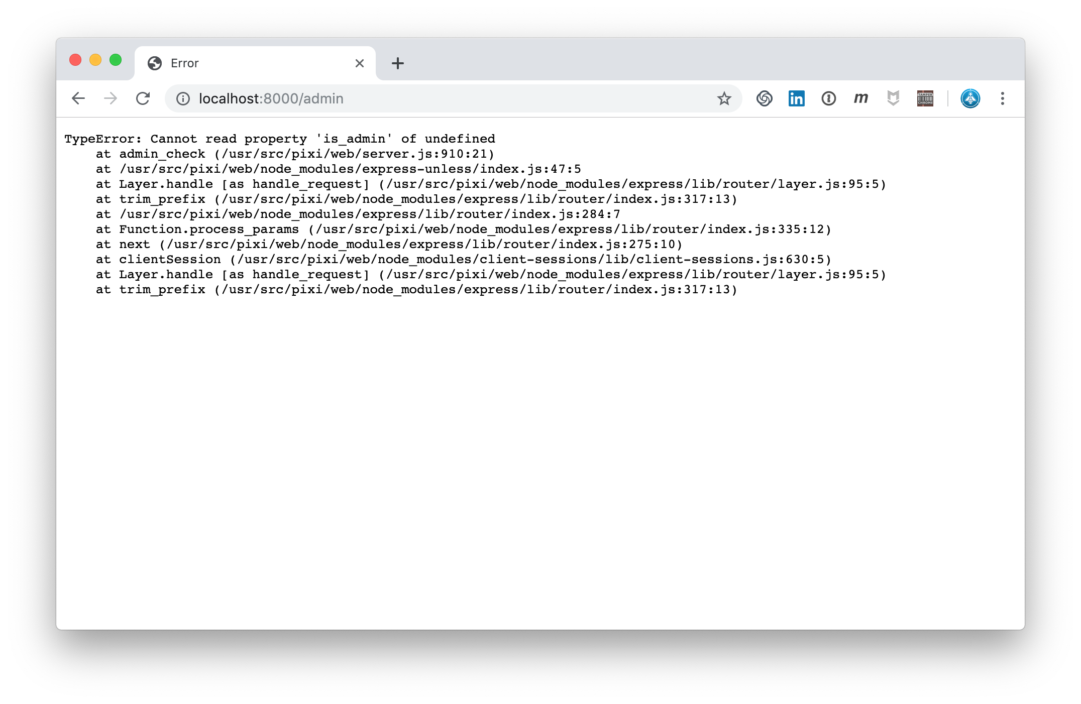 Verbose Errors in Admin Page